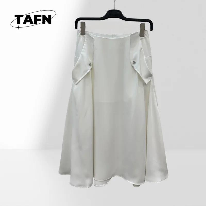 

Шикарная повседневная мини-юбка для женщин с высокой талией, эстетичный дизайн, минималистичная юбка с высокой талией, женская однотонная юбка трапециевидной формы AI1331