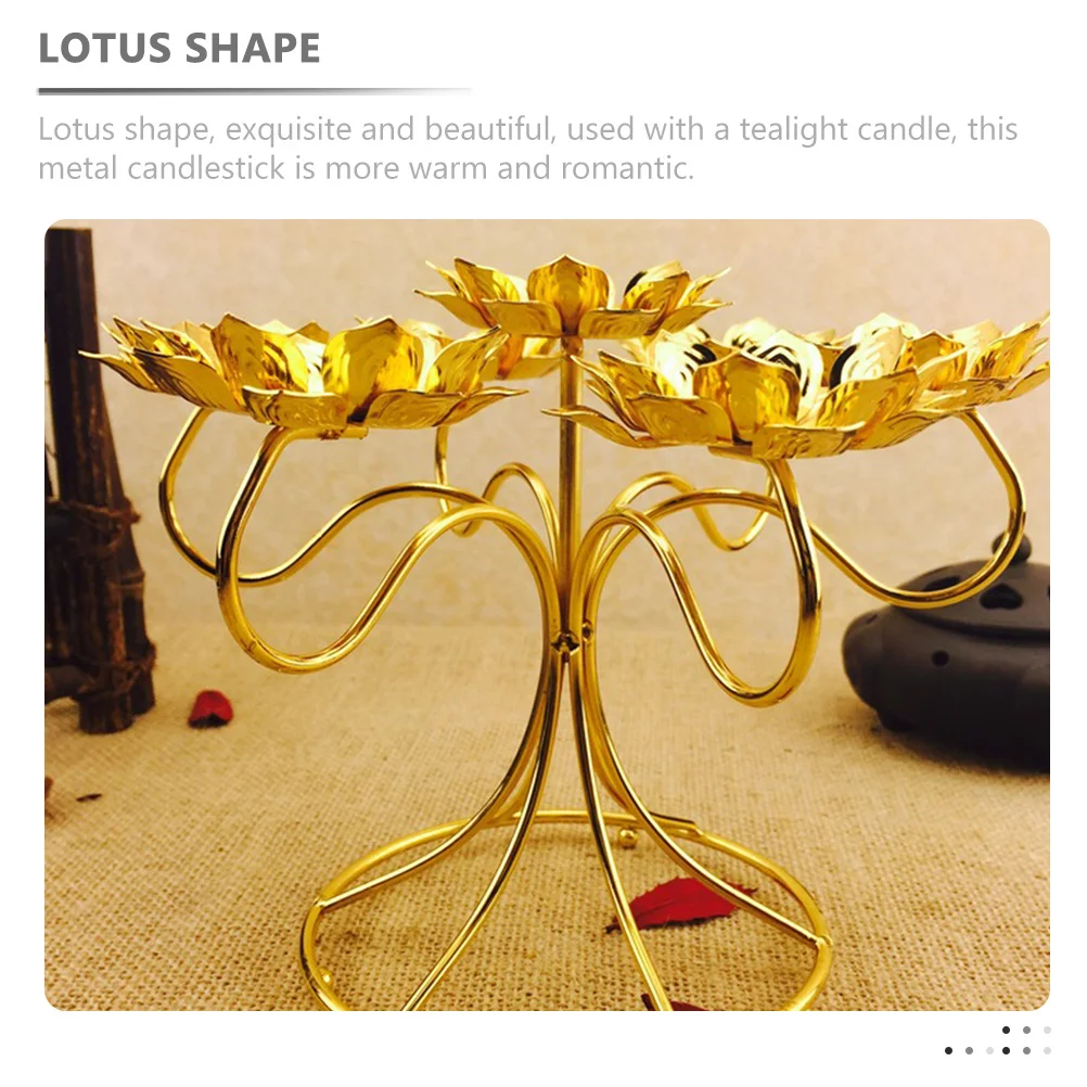 

Lotus Shaped Holder Alloy Metal Tealight Candlestick For Home Decoration Tabletop Decor Vintage Style Party
