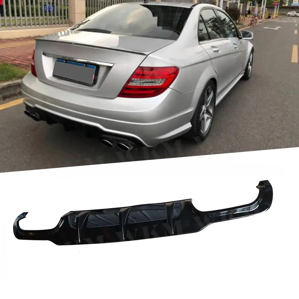 

ABS Rear Bumper Lip Diffuser Car Bodykits for Mercedes Benz C Class W204 C63 AMG 2012-2014 Black Carbon Look