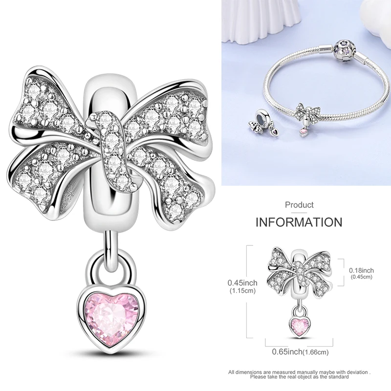 2026 Neuer 925 Sterling Silber Schleifen-Charm Herz Keltischer Knoten Perlen-Anhänger Passend für Europäische Armbänder DIY Damen Schmuck Geschenk – Detail 25