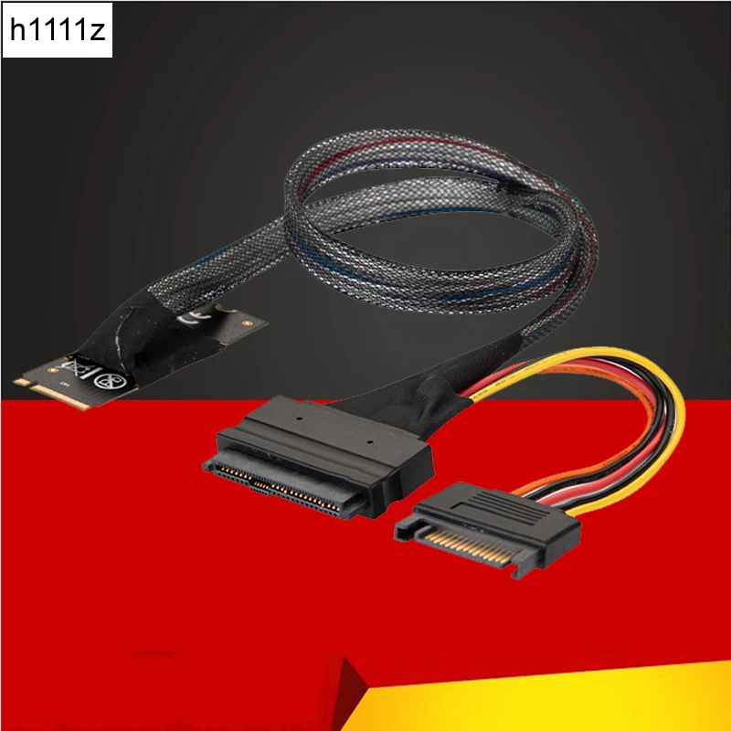 

50cm M.2 NVME M Key to SFF-8639 U.2 Cable Adapter with 15Pin SATA Power Supply Cable for 2.5 inch NVMe SSD M2 to U.2 Riser Cable