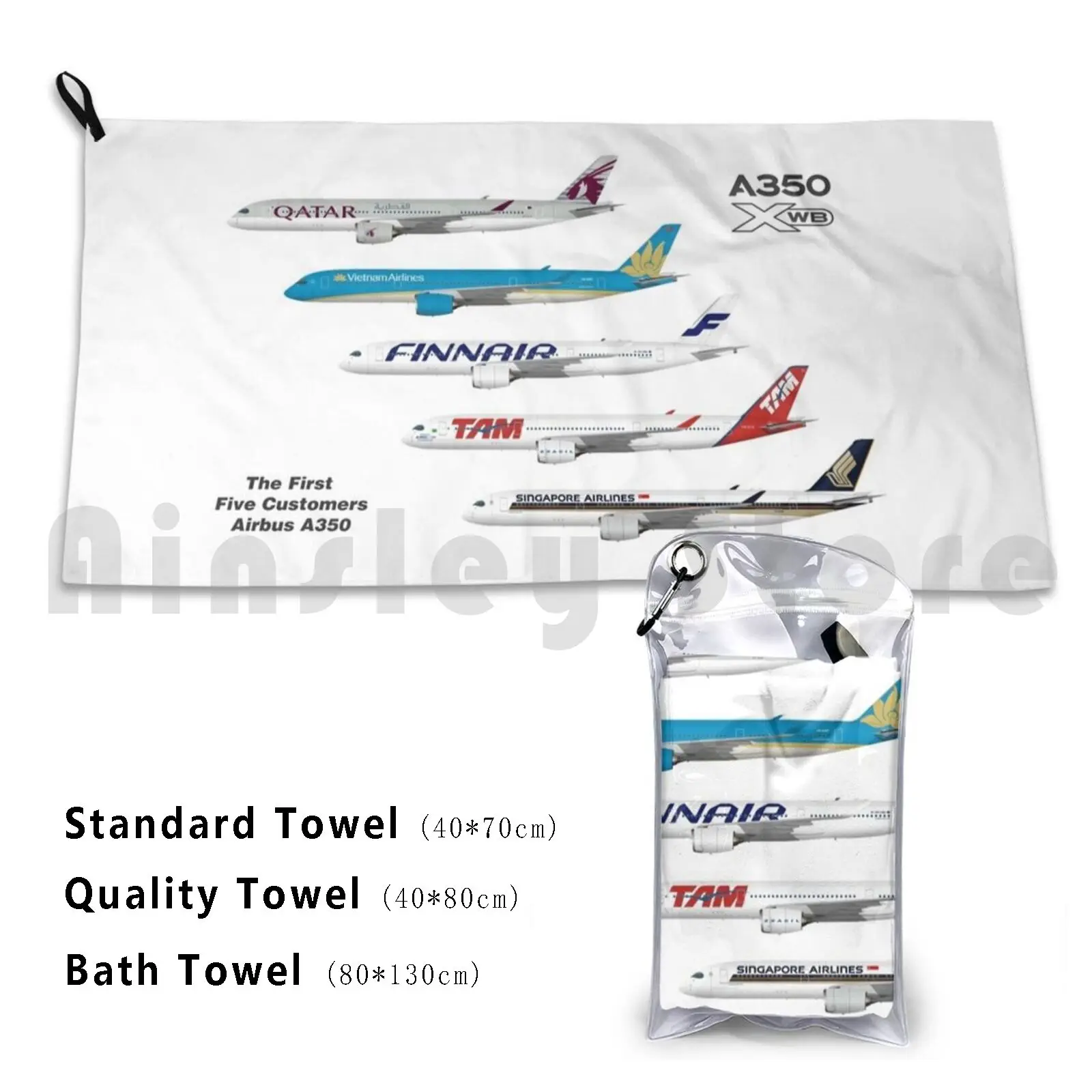 Airbus A350 First Five Customers Illustration Bath Towel Beach Cushion Airbus A350 A350 Airbus A350 Airbus A350 900