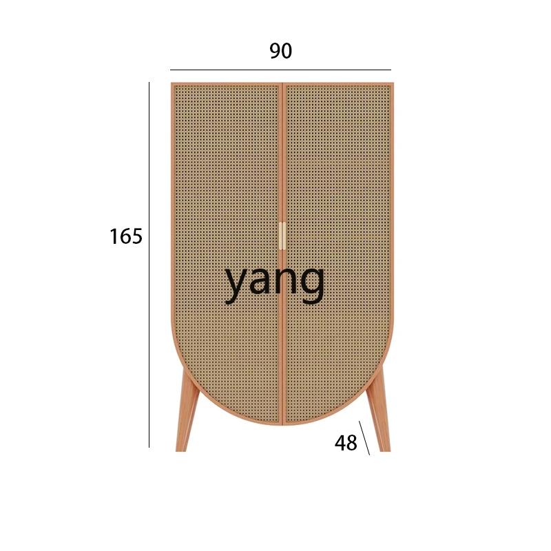 

Yjq Simple Solid Wood Rattan Wardrobe Living Room Wall-Mounted Log Style Bedroom Storage Locker