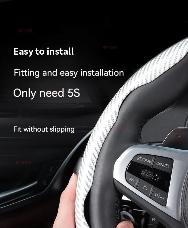 2pcs Laser Carbon Fiber Silicone Car Steering Wheel Cover Non-Slip For Neta S GT V AYA U N03 E-TAKE N01 X Eureke 02
