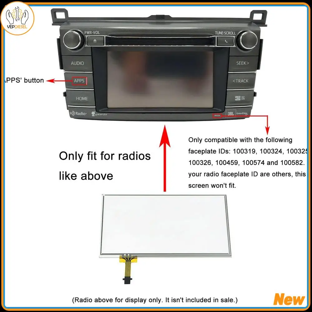 

1pc 6.1" Navigation Radio APPS 6.1"Touch Screen Digitizer C060VTN01 C060VTN01.0 Fits For Toyota RAV4 2014-2018 Car Accessories