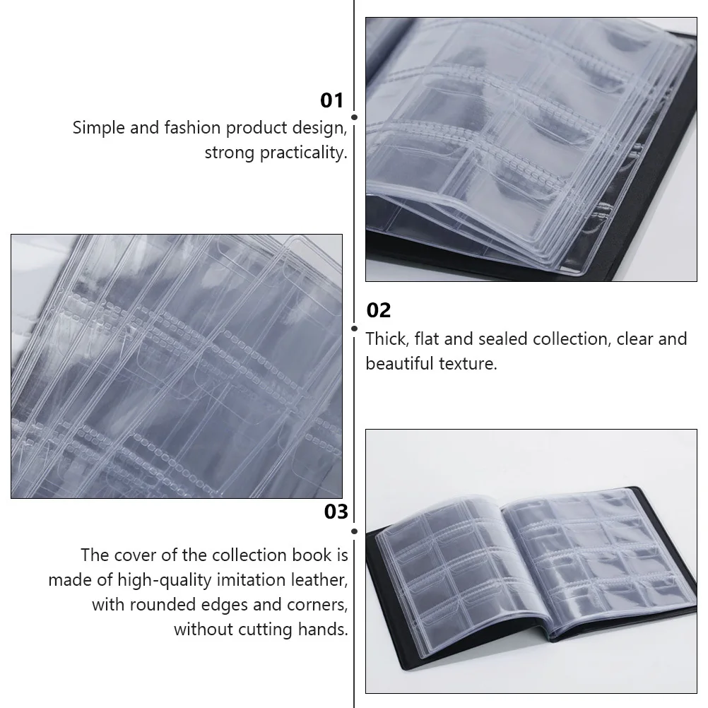 Coins Collection Album 120 Grid Imitation Coin Holder Book For Commemorative Coins Storage Collecting Organizer Pvc Bag