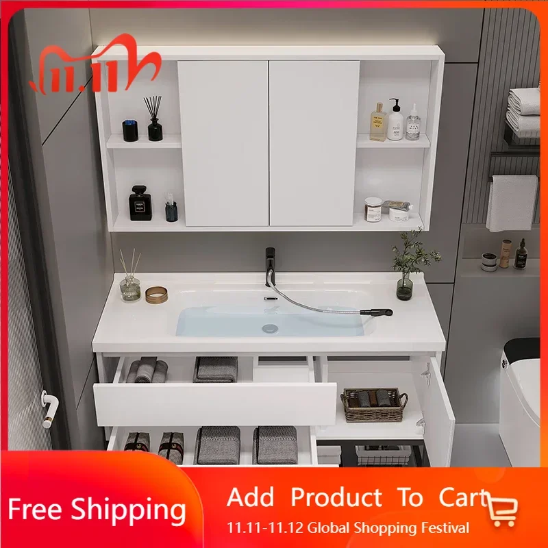 

Funky Sink Modern Furniture Simple Vanity Washbasin Toilet Storage Organizer Mirror Bathroom Compact Vestidores Trendy Furniture