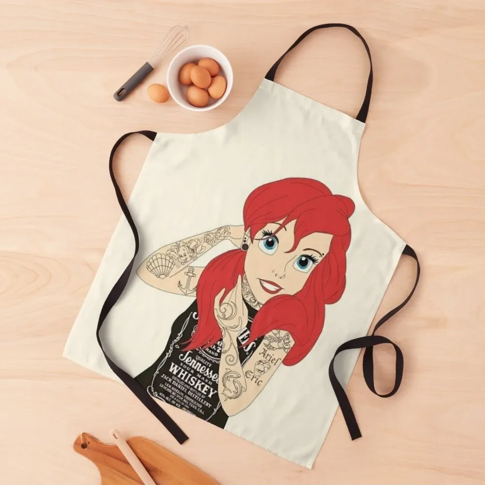 

Alternative Hipster Mermaid Princess with Tattoos Apron Kitchens Men Sexy Korean Apron