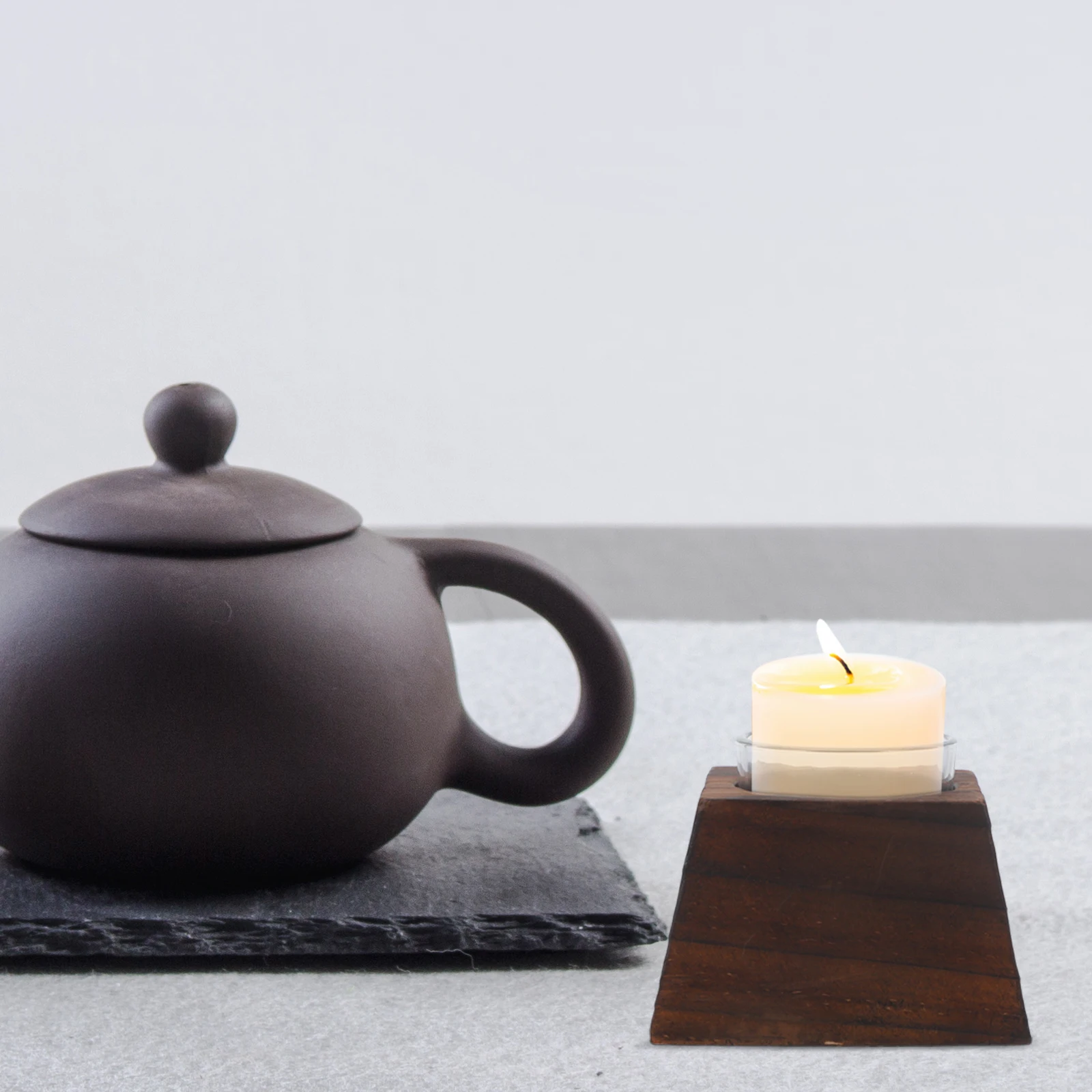 

Wooden Tea Light Holder Rustic Glass Stand Desktop Wedding Birthday Home Decoration Candlestick Holder