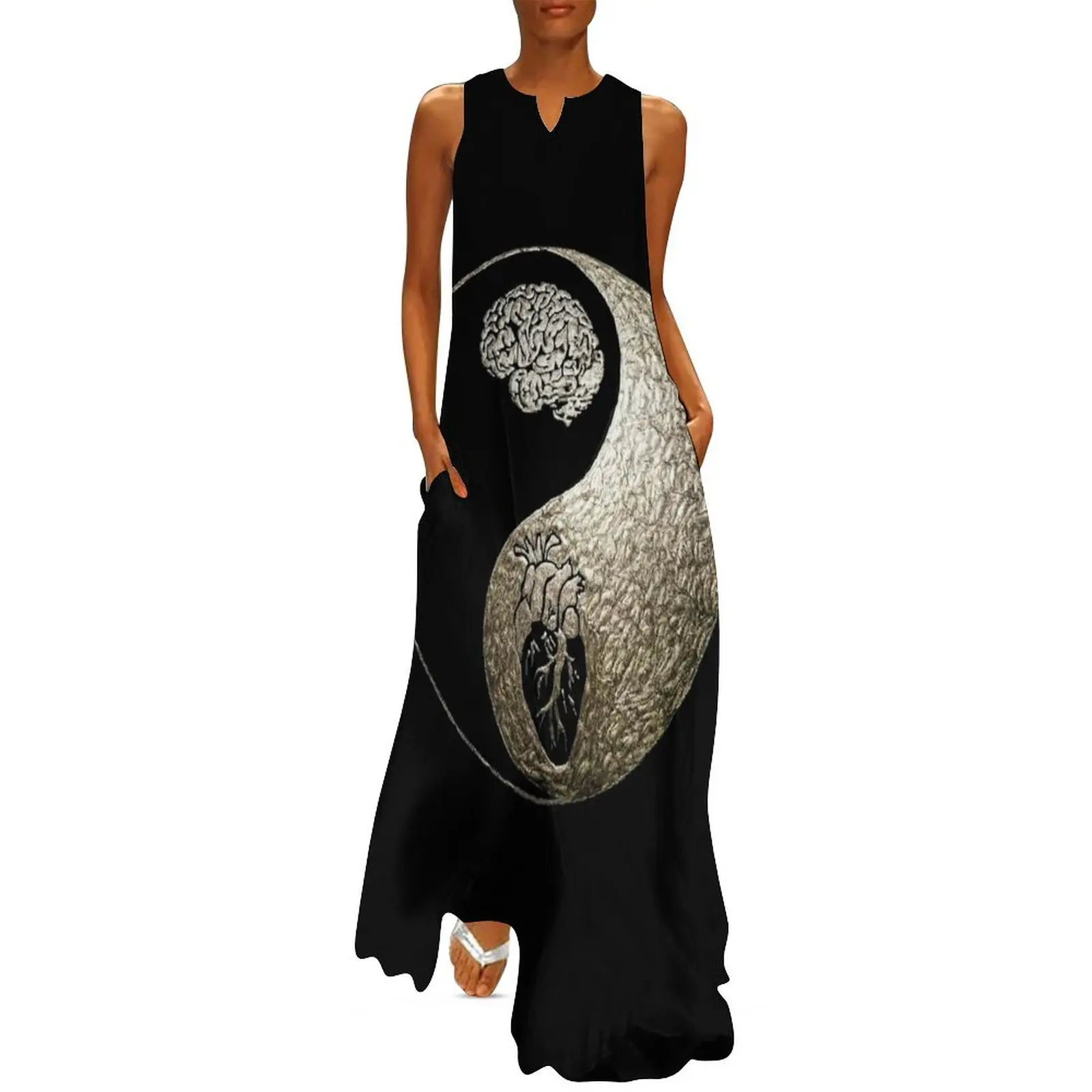 Brain and heart yin yang Long Dress wedding dresses for parties summer clothes for women evening dress evening dress women