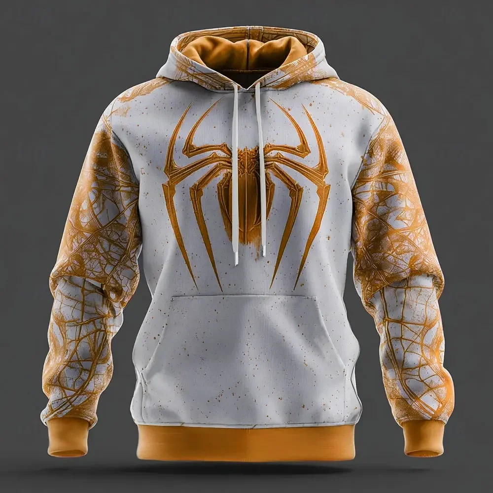 Men's 3D Spider Pattern Printed Long-sleeved Casual Shirt Sportswear and Daily Wear Children's Clothing Men's Hooded Shirt Y2K