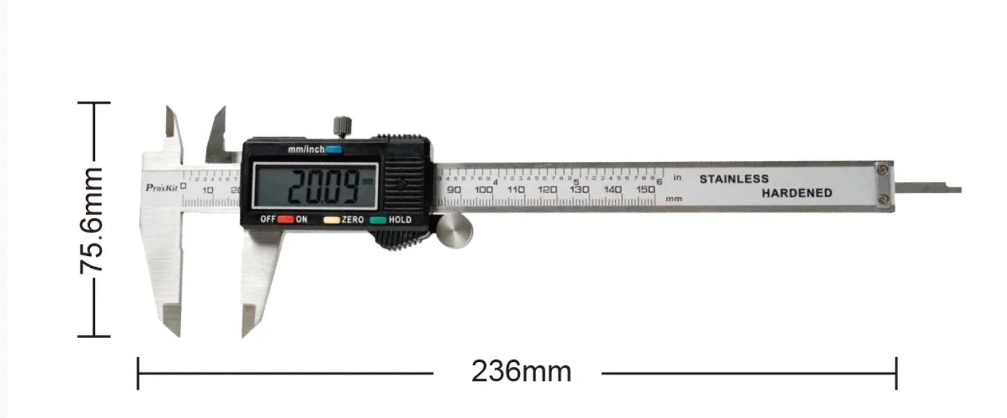 PD-151 Digital Vernier Caliper Stainless Steel 150mm Metric-Imperial Scale with Digital Display for Precision Measurement