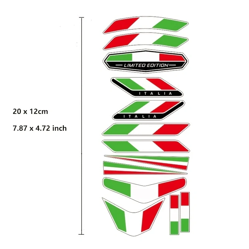 이탈리아 국기 스티커 엠블럼 배지 장식, 자동차 액세서리 이탈리아 모토바이크 자동차 자전거 트럭용, 13 개