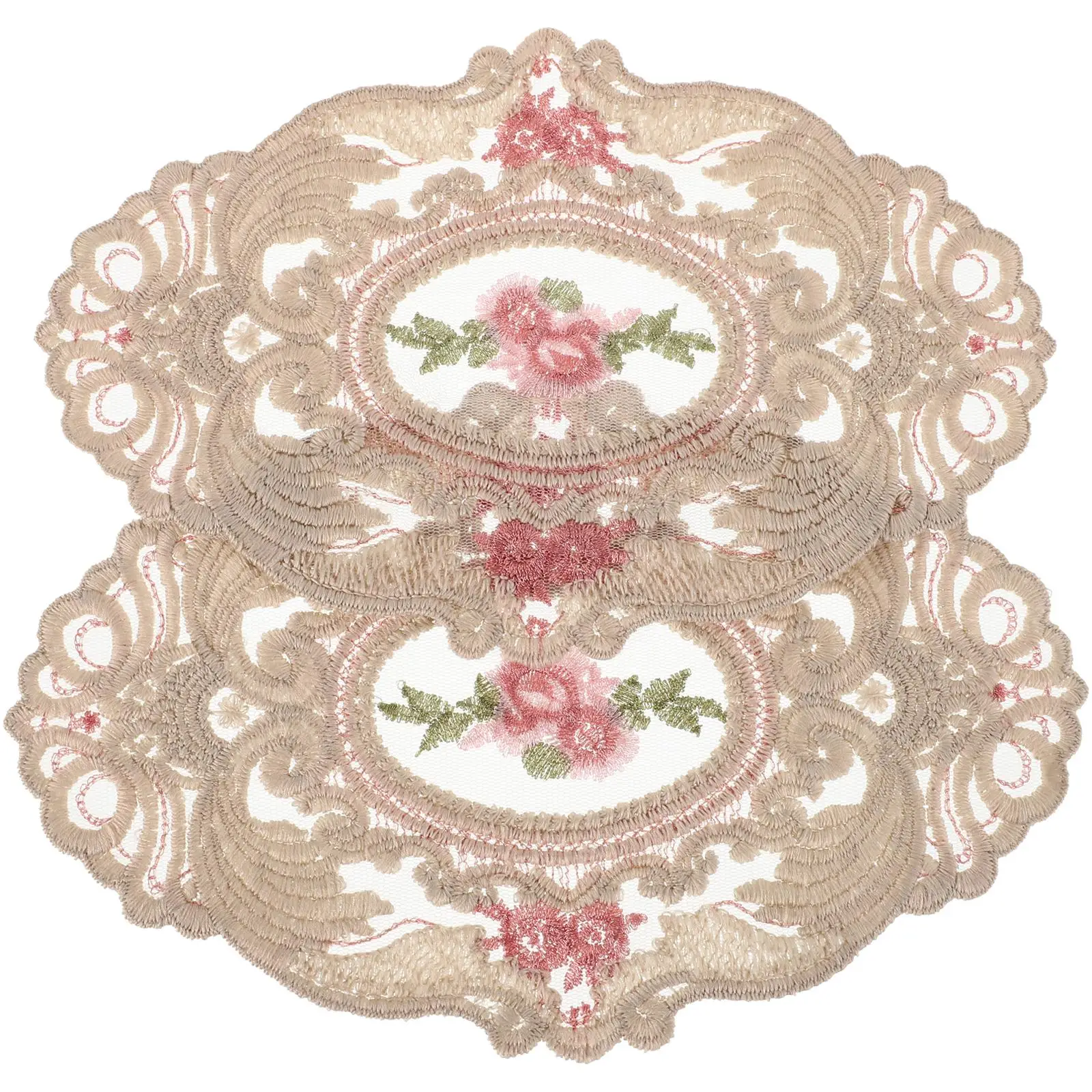 

2 Pcs Milk Silk Lace Placemats Embroidered Table Coasters Soft Nonslip Heat Resistant Dining Decor Boho Desk Cover Crochet