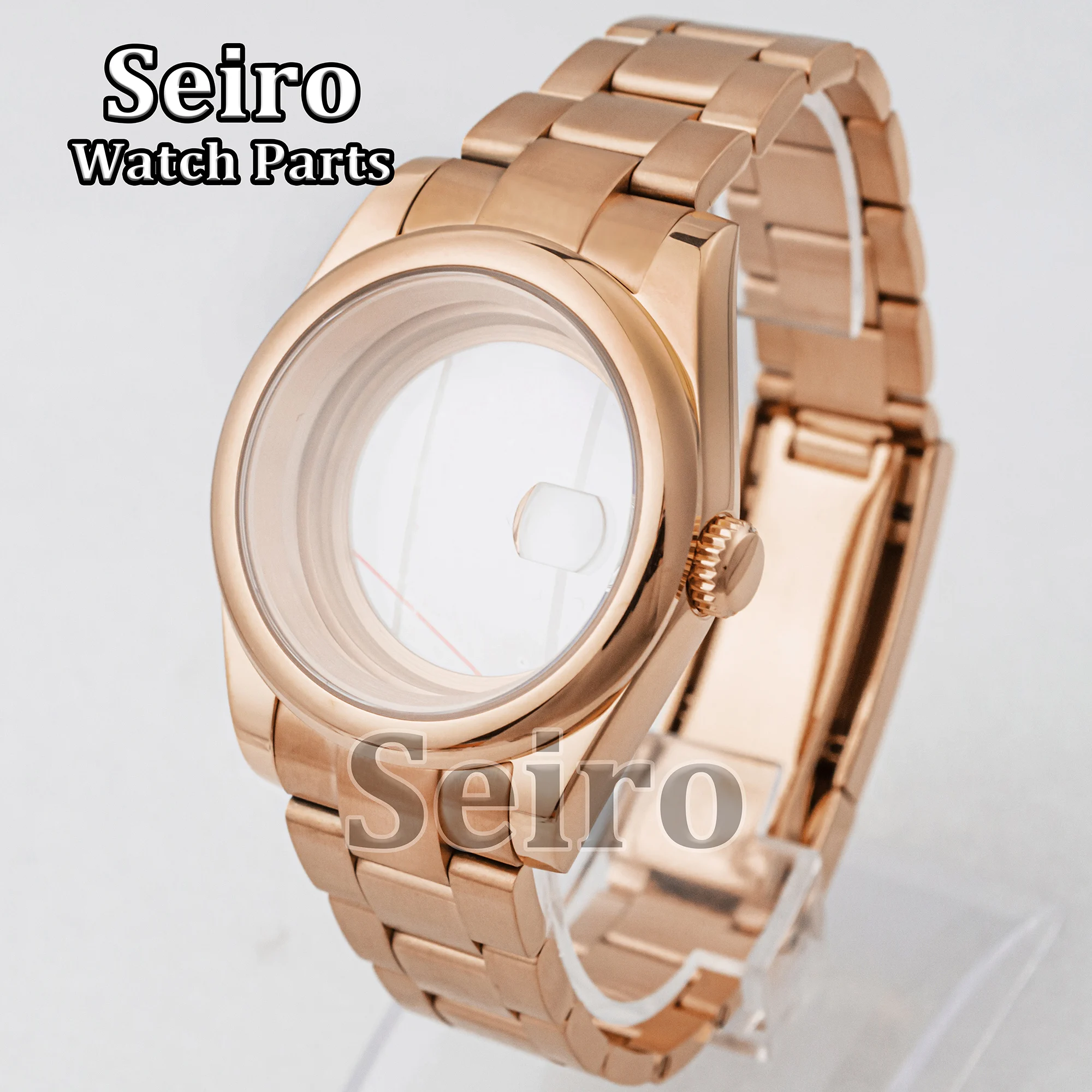 NH35 Case Strap 36MM/39MM Silver Rose Gold Polish Watchcase Bracelet Sapphire Glass 10bar for Datejust NH36 Movement Watch Parts