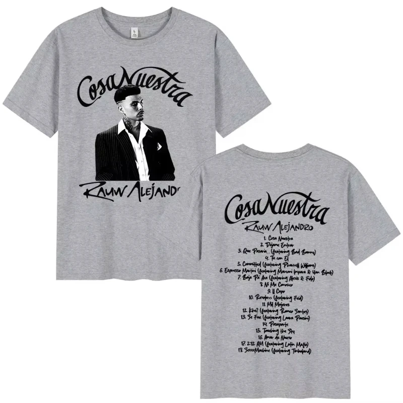 Rauw Alejandroco Cosa Nuestra 2025 تي شيرت الرجال الملابس تي شيرتات على الموضة الراحة عادية القطن عالية الجودة المتضخم تي شيرت #2