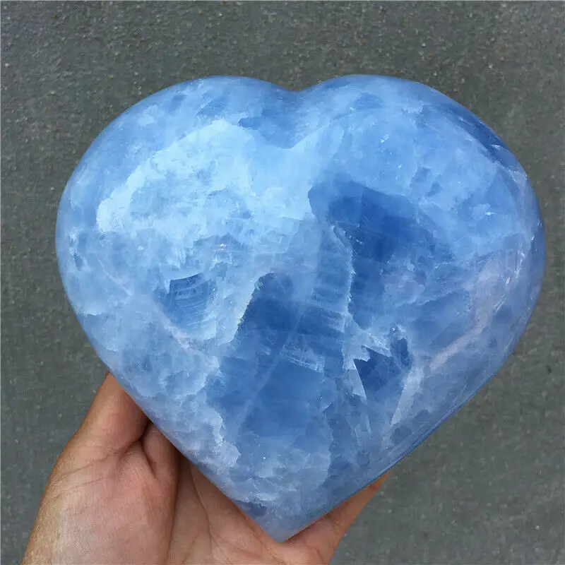 Natural Blue Celestite Stone Heart Quartz Crystal Gemstone Healing Chakra