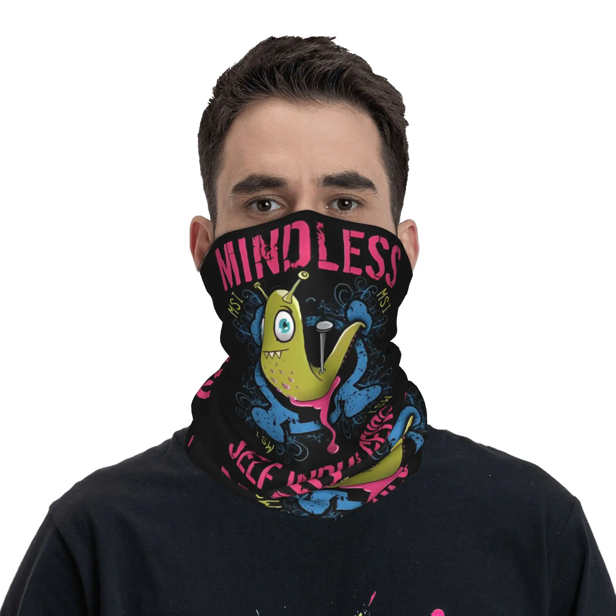 Custom M-Mindlessed Rock Neck Gaiter Women Men UV Face Shield Winter Alternative Rock Music Bandana Scarf for Hiking
