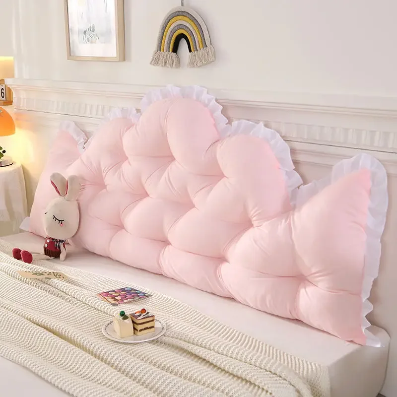 Lace Headboard Soft Cushion Nordic Style Pillow, No Need To Disassemble and Wash Waist Protection Against Tatami Soft Bag
