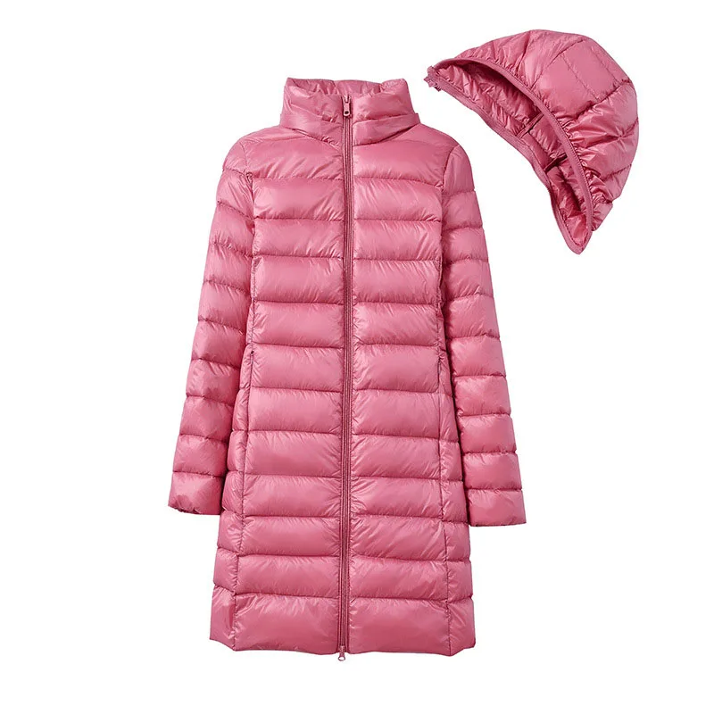New Autumn Winter Women's Down Jackets 2025 Light Thin Down Jackets Women Mid-Length Detachable Caps For Women Down Jackets H356