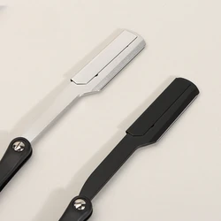 Men Shaving Barber Tools Hair Razor Black Folding Shaver Knife Aluminum Alloy Straight Safety Razor Barbearia Holder Gift
