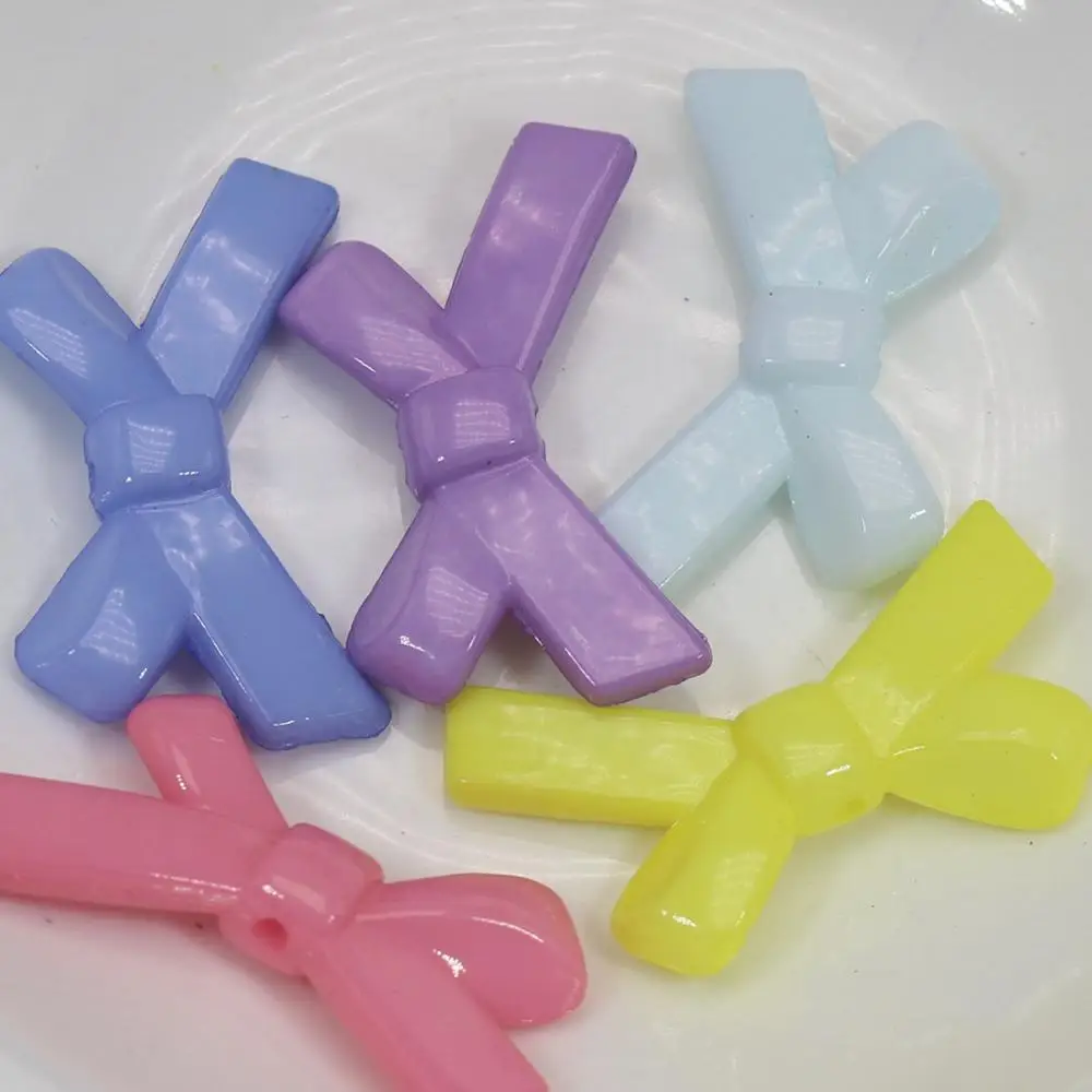 50 Mixed Colour Transparent Acrylic Bowknot Bow Tie Beads 34X20mm