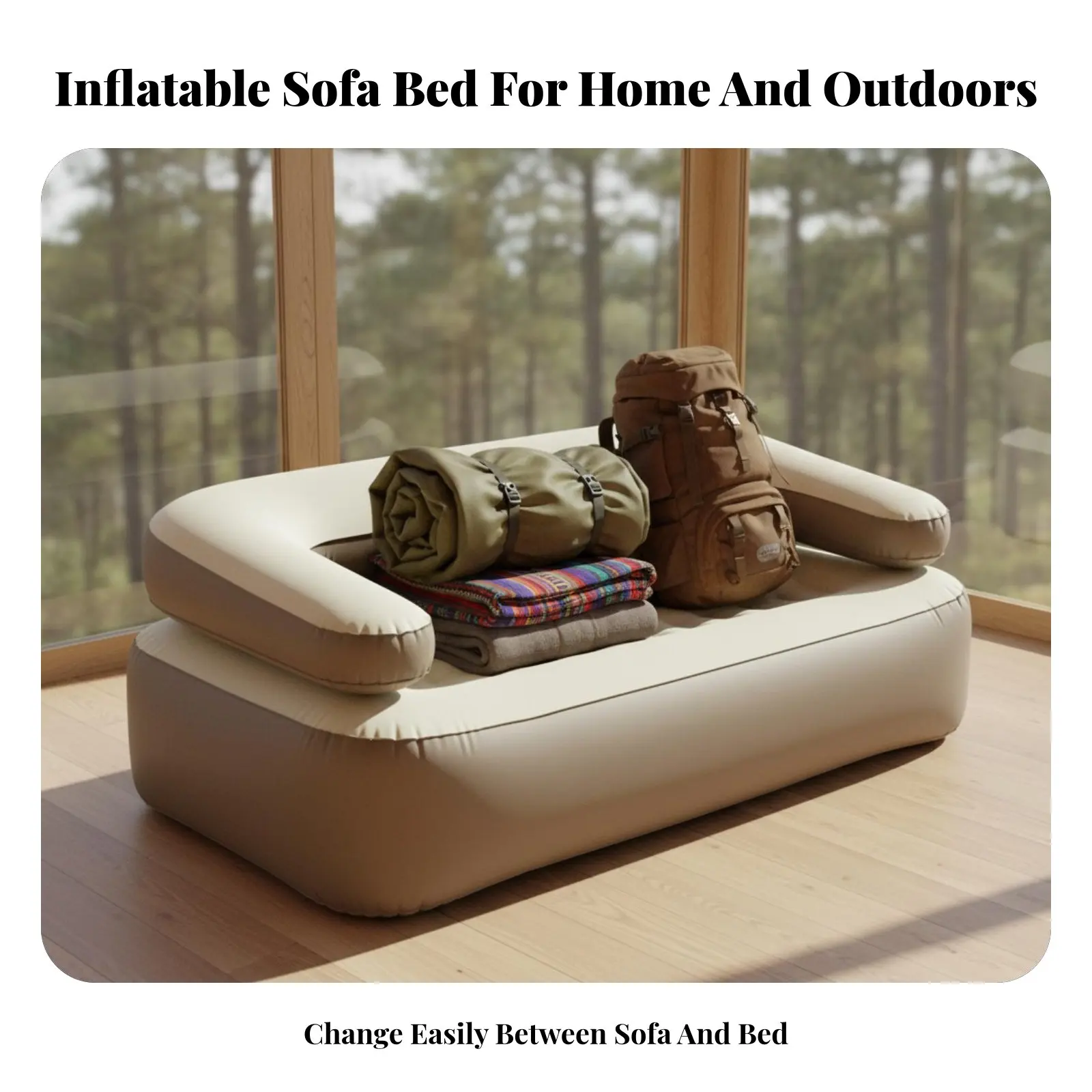 

Inflatable Sofa Bed, Dual Air Mattress, Portable Thick Couch, Outdoor Camping, Detachable Backrest, Multi-Scene Use