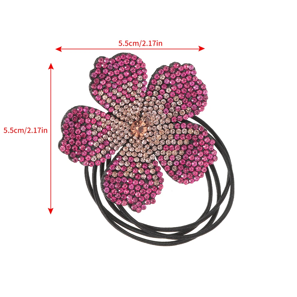 Molans New Rhinestone Flowers  Elasticity Hair Bands For Women Fashion Retro Solid Color Ponytail  Hair Tie Hair Accessories