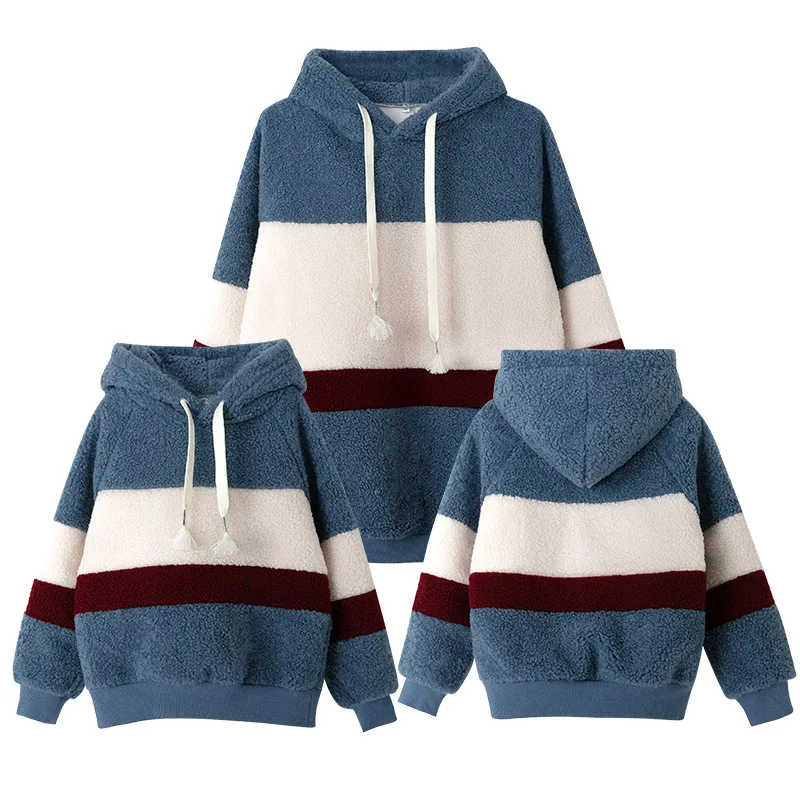 Family Matching Sweatshirt Autumn & Winter Mother Daughter Father Son Plus Velvet Hoodies Travel Adults Kids Tops Warm Clothes