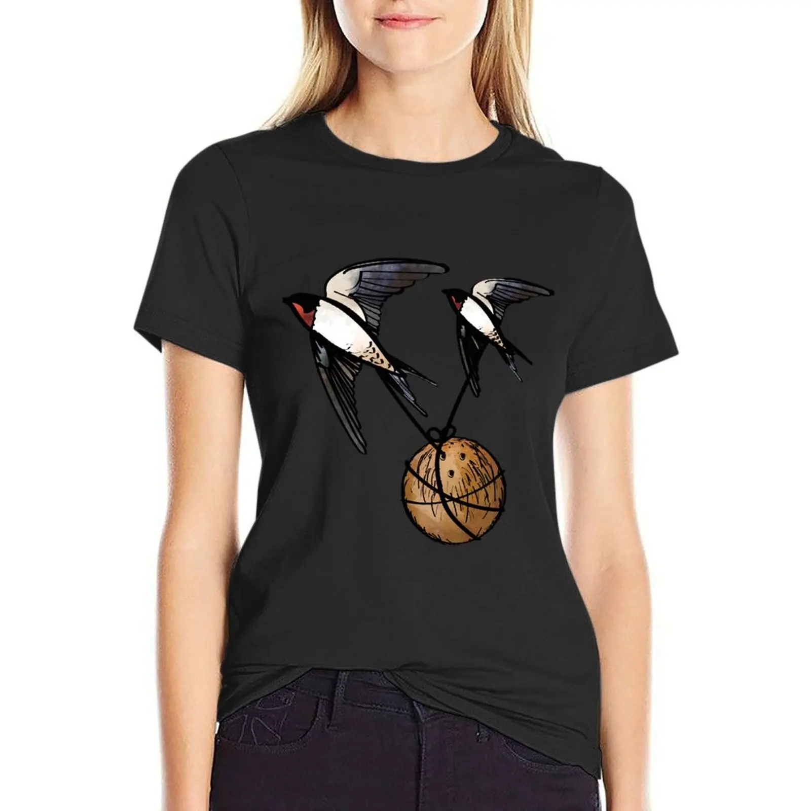 

European or African Swallow Sticker T-Shirt hippie clothes anime clothes T-shirt Women