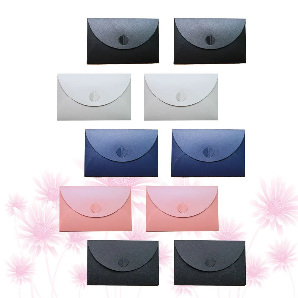 

20 шт. конверты с застежкой в форме сердца, винтажные цветные пустые бумажные конверты для хранения открыток, именные карты, подарочная упаковка «сделай сам», разные цвета