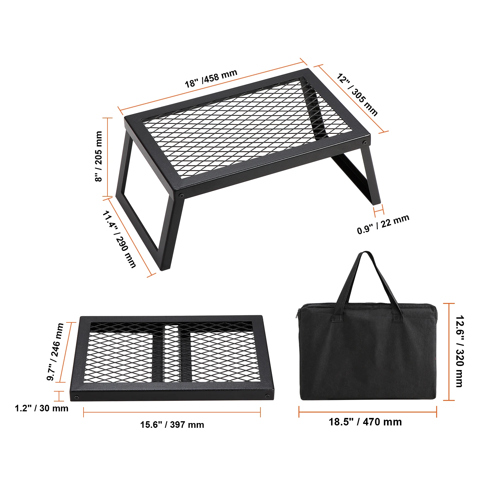 Folding Campfire Grill, Heavy - Camping Cooking Equipment Bag recension och pris