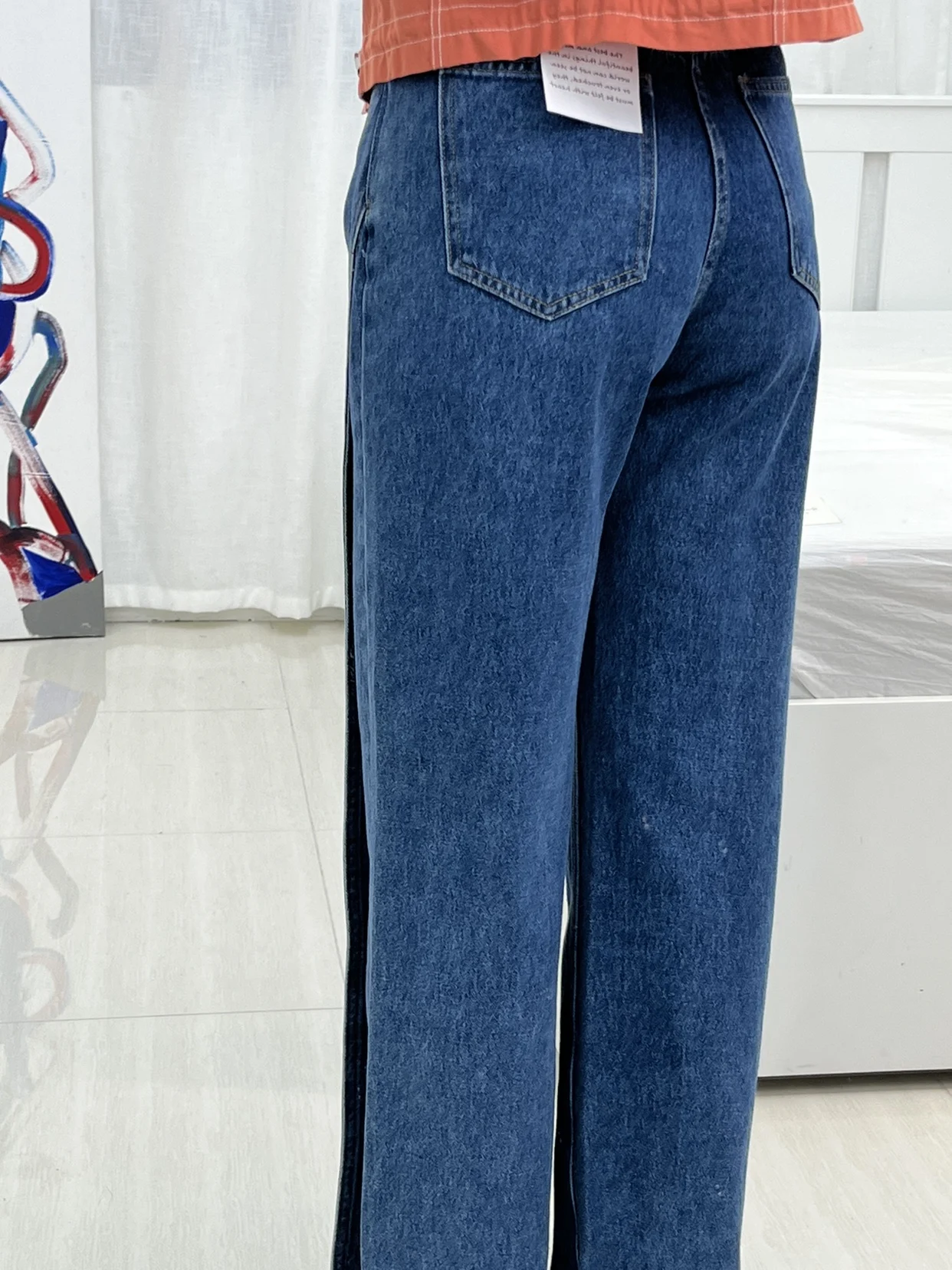 

Slimming American Retro Denim Jeans High Waist Straight Leg Wide Leg Pants Women's Autumn Winter Faion Sense Splicing Long ...