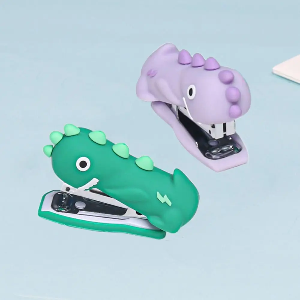 Cartoon Mini Dinosaur Stapler Silicone Handheld Portable Stapler Decorative Paper Stapling Tool For Desk Stationery