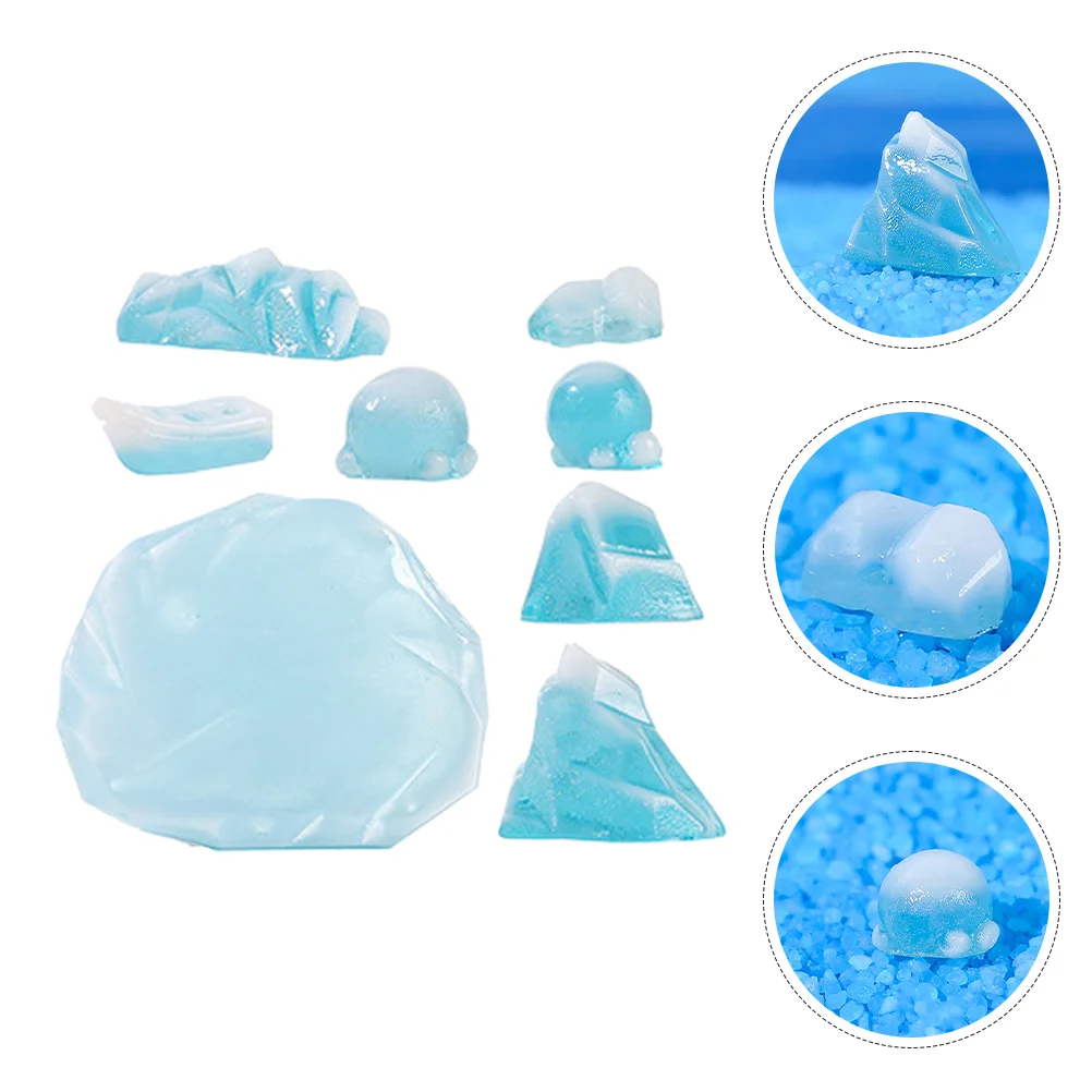 

8 Pcs Model Aquarium Mountain Snow Decoration Polar Bear Christmas Decorations Pantry