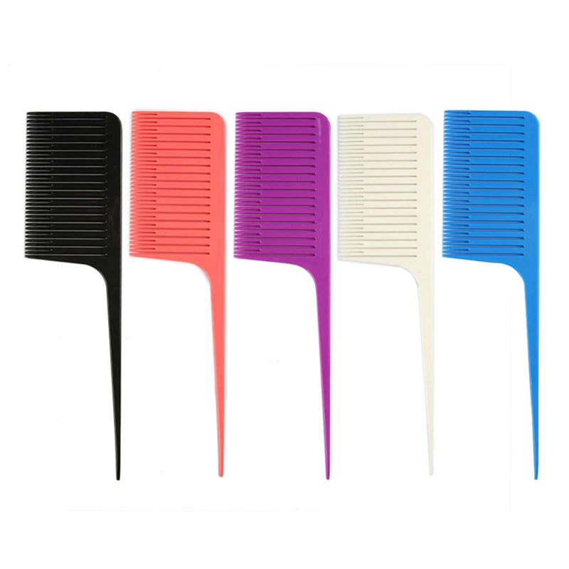 Plastic Tail Comb Fiber Teasing Combs Fine Tooth Hair Parting Combs 5 Colors Fiber Back Combs for Women Girls Hair Styling