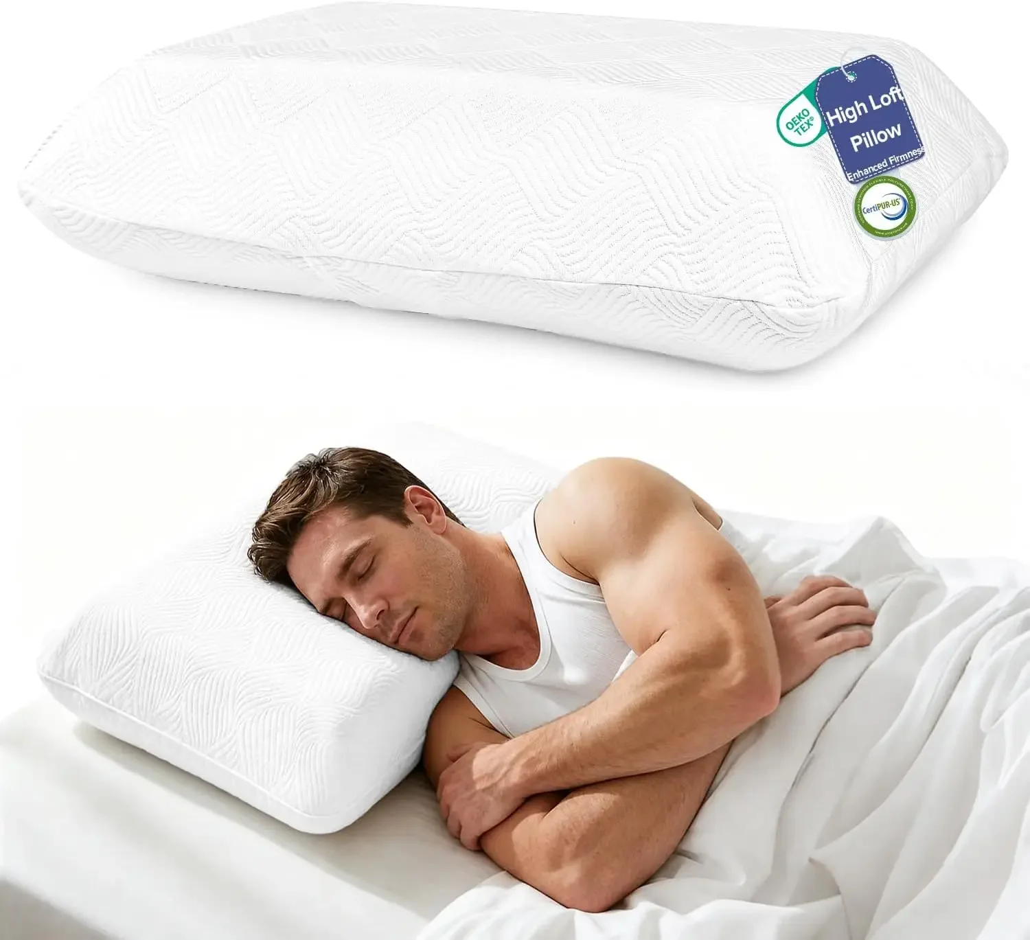 Mid Loft Memory Foam Pillow for Side Sleepers, 5.5 Inch Firm Bed Pillow for Balanced Height & Everyday Side Sleeping