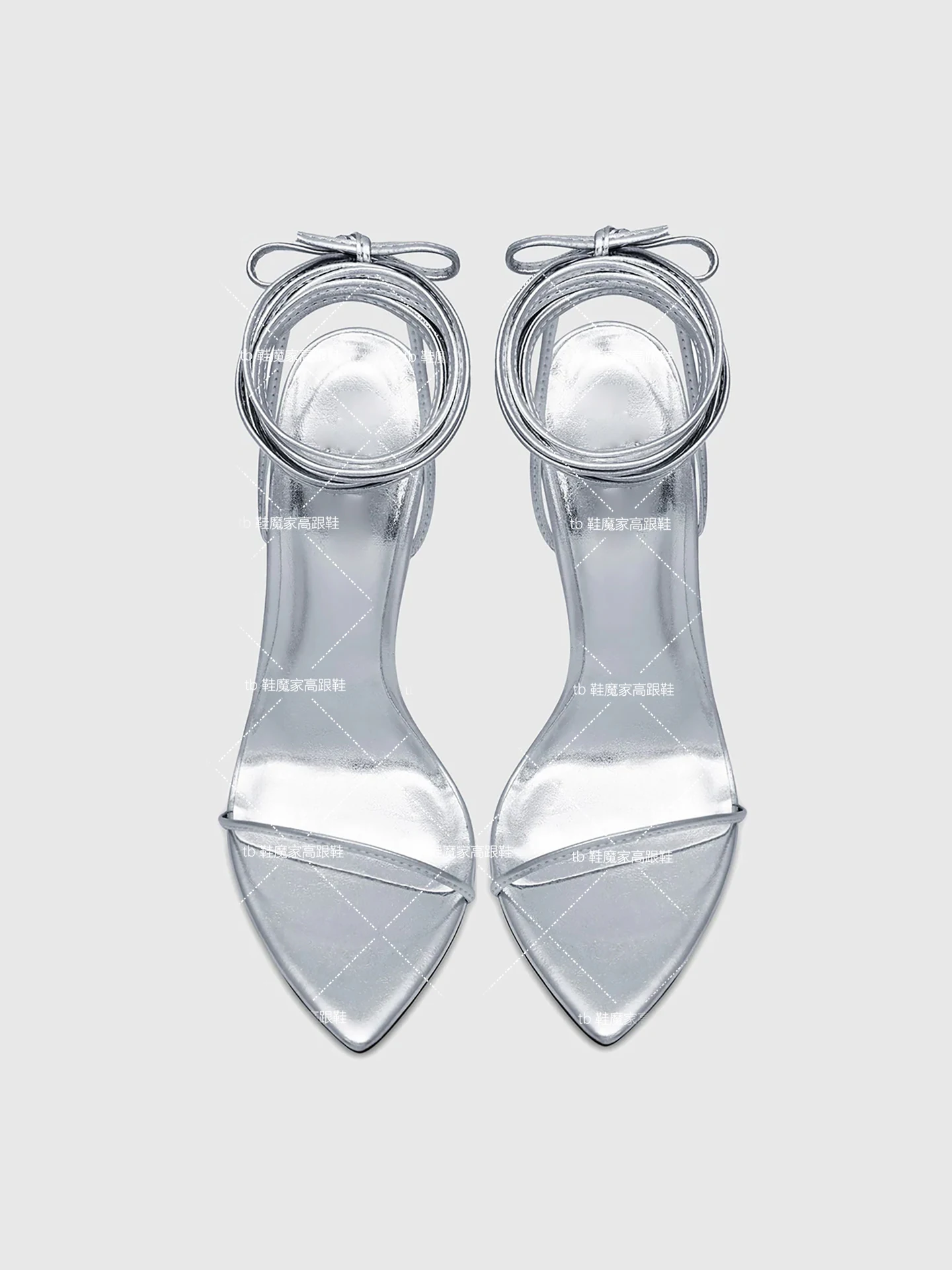 New 12cm Pointed Thin Cross Strap High-Heeled Sandals for Women in Europe, Sexy Silver Fashion Plus Size Shoes - view 5