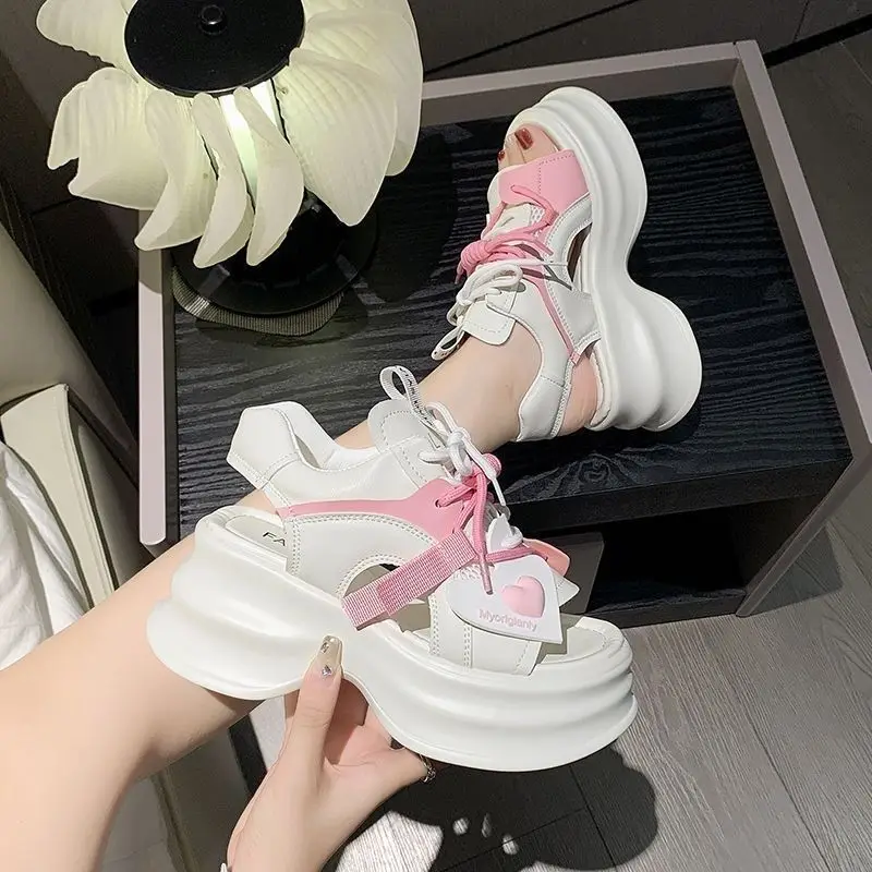 

2025 New Thick Sole Height Increasing Slimming Beach Casual Roman Shoes