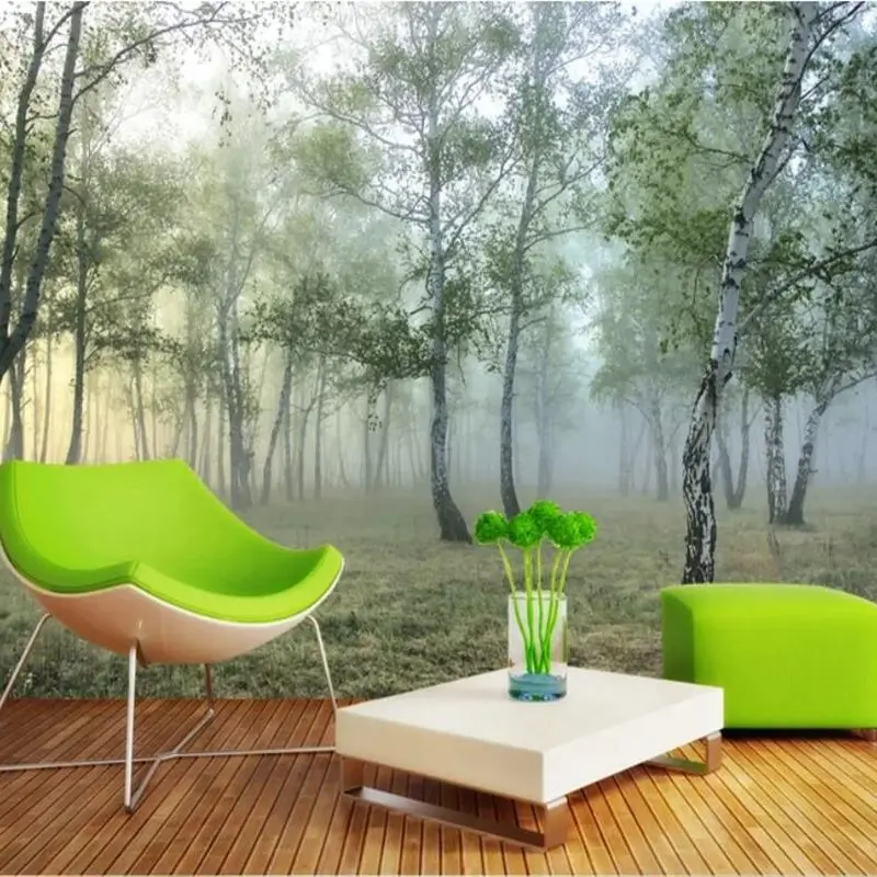 

wellyu Custom Wallpaper 3d Photo Murals Green Forest Landscape 3d papel de parede Living Room Bedroom TV Background Wall paper