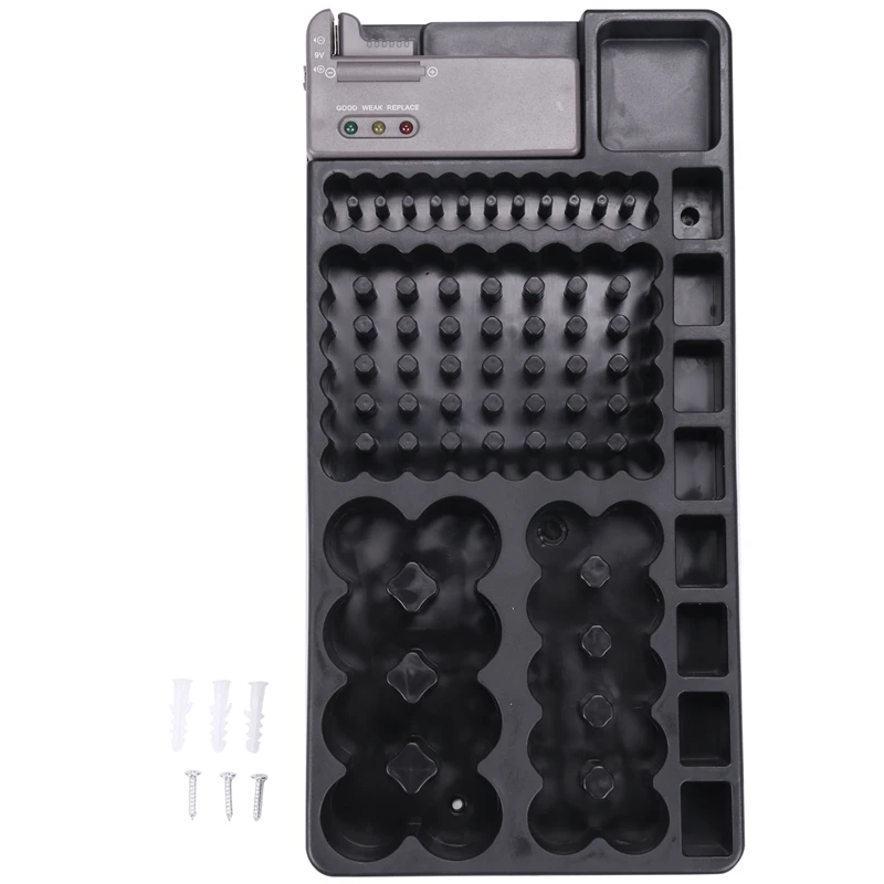 

Battery Storage Organizer Holder With Tester - Battery Caddy Rack Case Box Holders Including Battery Checker For AAA AA C D 9V A