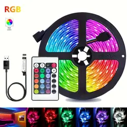 1-15m LED Strip Lights RGB SMD 2835 24-Key Remote Control TV Backlight 5V USB Led Flexible Ribbon Diode Tape For Home Room Decor