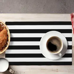 1pc Dish Cloths, Black And White Stripe Placemats, Simple Classic Horizontal Line Table Place Mats