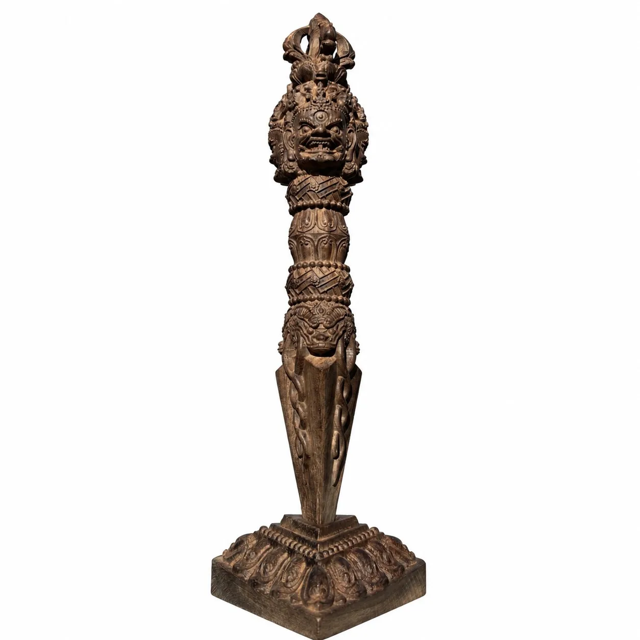 

Hand Carved Agarwood Phurba Vajra Pestle Large Buddhist Ritual Figurine for Zen Meditation Office Desk Decor Gift