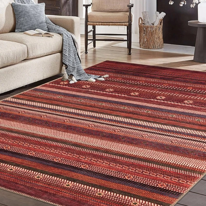 Bild 3: Wohnzimmerteppich im böhmischen Stil, große Fläche, geometrisches Muster, Schlafzimmerteppiche, ethnische Elemente, leichte Luxus-Couchtischmatten, Tapis