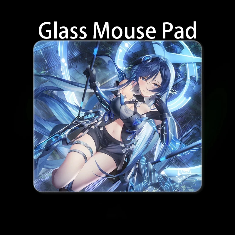 Photovoltaic Glass Mouse Pad Tempered Upgrade For E-sports FPS Game & Office Anime Theme Gaming Mouse Pad Cool Girl Desk Mats