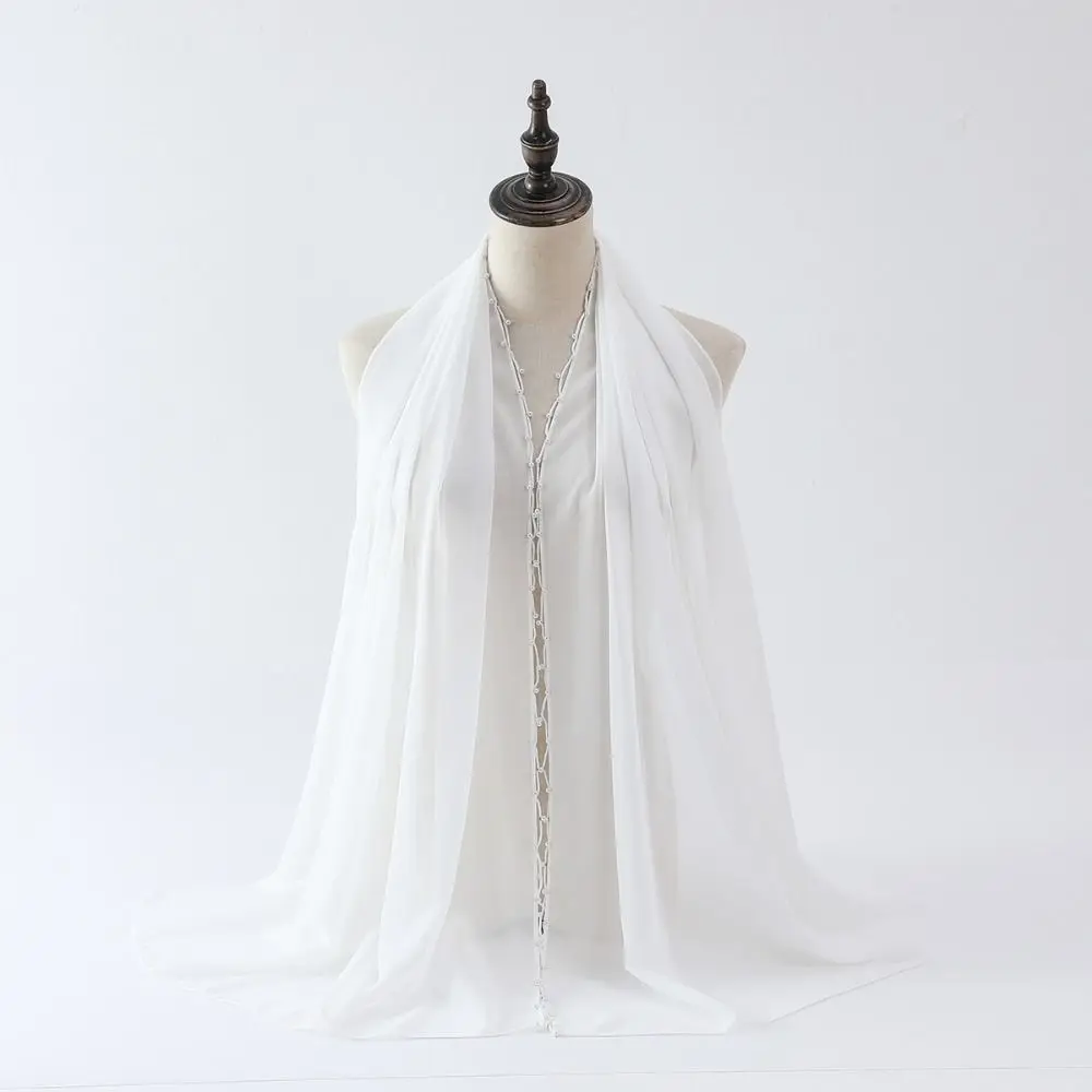 

Fashion Beads Islamic Turban Pearls Chiffon Wraps Shawl Long Bandana Hijab Scarf Female