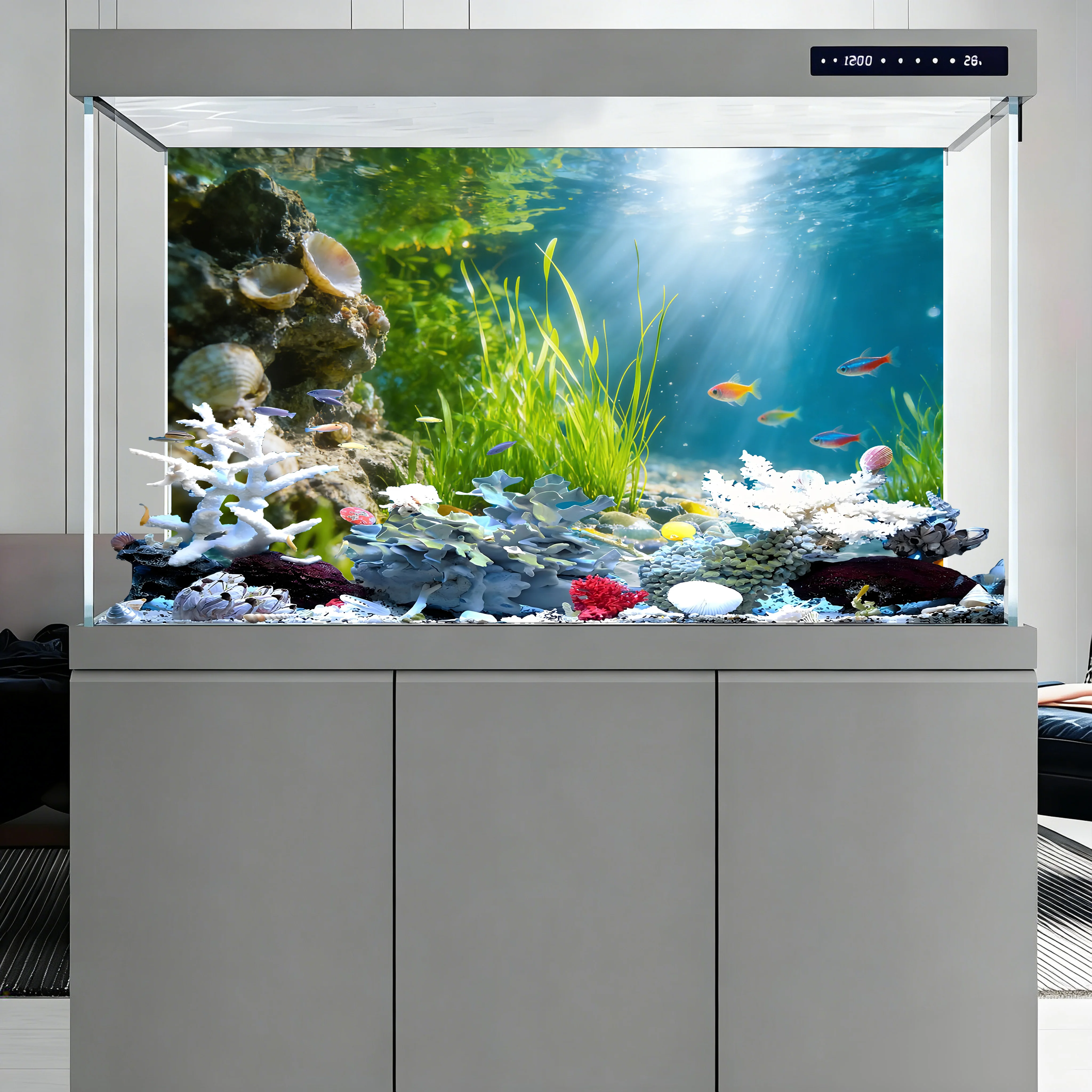 Shell Reefs, Seaweeds, Fish Ta - Aquarium Fish Background 评论和价格