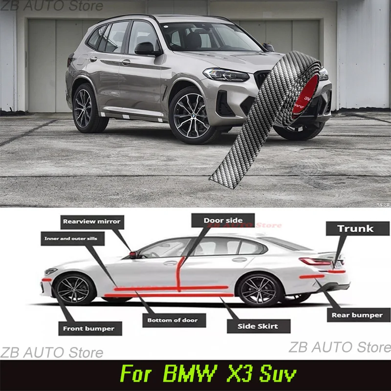 

For BMW X3 Suv Strong adhesive bumper strip, front and rear lip side skirts, collision and scratch resistant, suitable