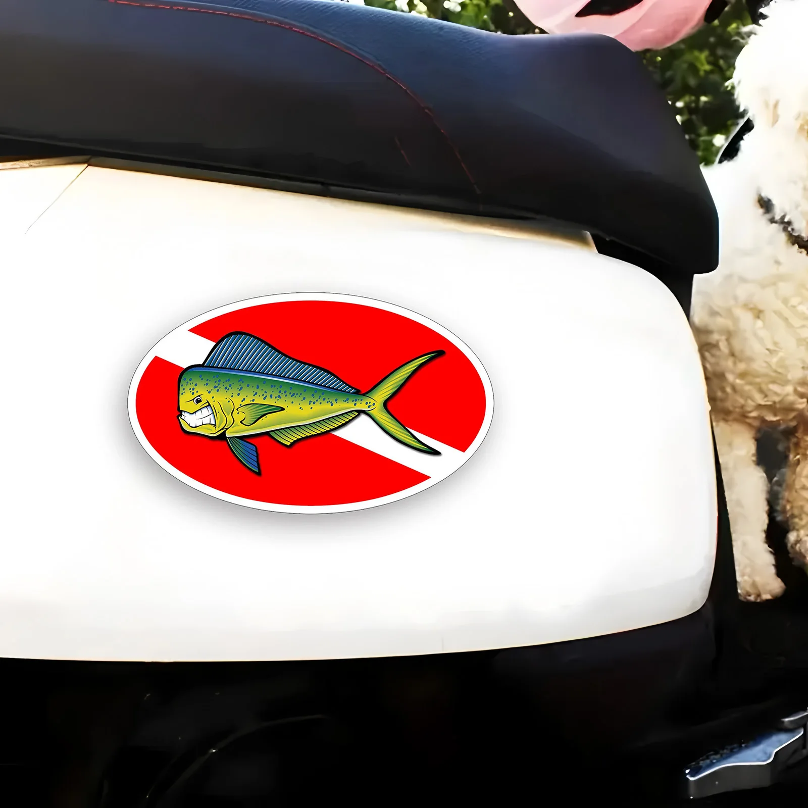 70128# Angry Mahi Flag  Car Stickers, Waterproof Vinyl Decals, for Car Windows, Car Bumper, Car Body Decorative Accessories